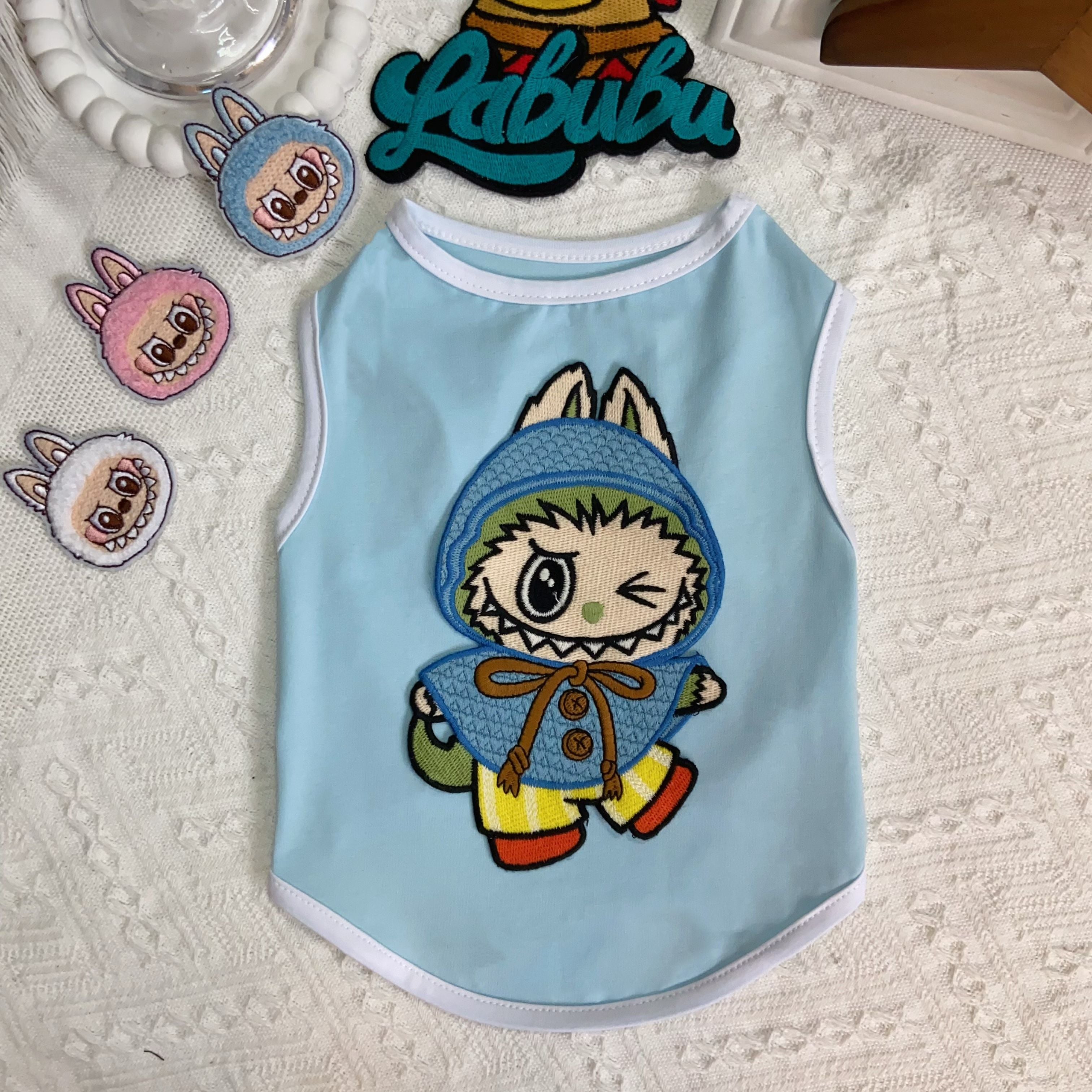 Free Shipping Labubu Pets Vests Designer Clothes Cotton Embroidered Dog Vest T-Shirt Fashion Cartoon Pattern Summer Pet T Shirts Soft Breathable Puppy Sweatshirt