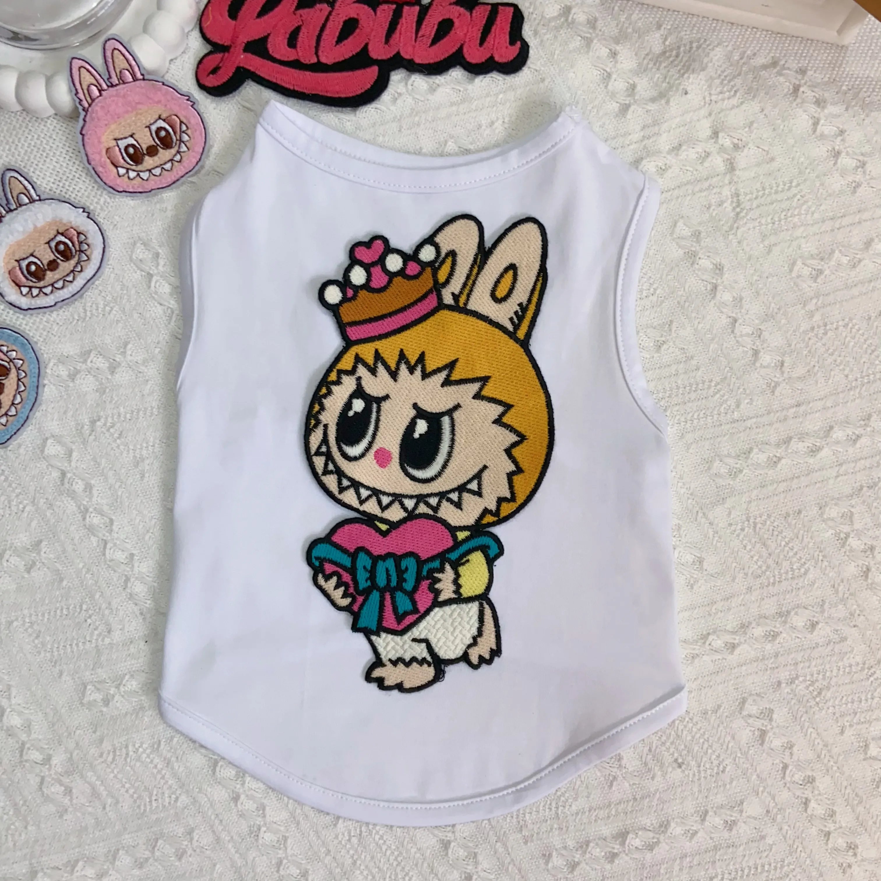Free Shipping Labubu Pets Vests Designer Clothes Cotton Embroidered Dog Vest T-Shirt Fashion Cartoon Pattern Summer Pet T Shirts Soft Breathable Puppy Sweatshirt