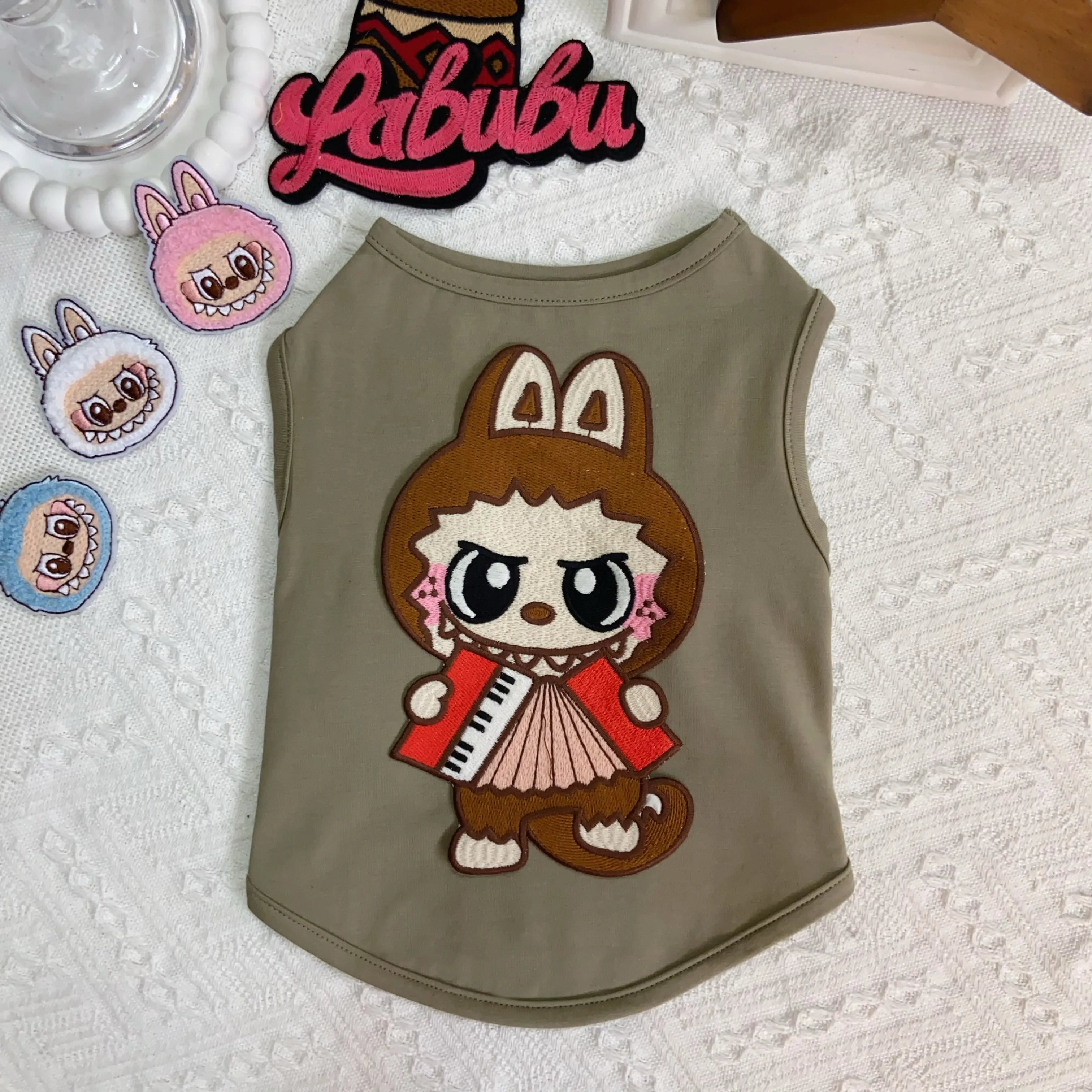 Free Shipping Labubu Pets Vests Designer Clothes Cotton Embroidered Dog Vest T-Shirt Fashion Cartoon Pattern Summer Pet T Shirts Soft Breathable Puppy Sweatshirt