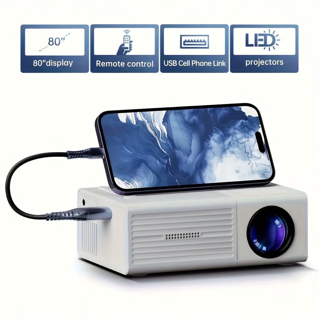 Portable 1080P Mini Projector for Home & Outdoor