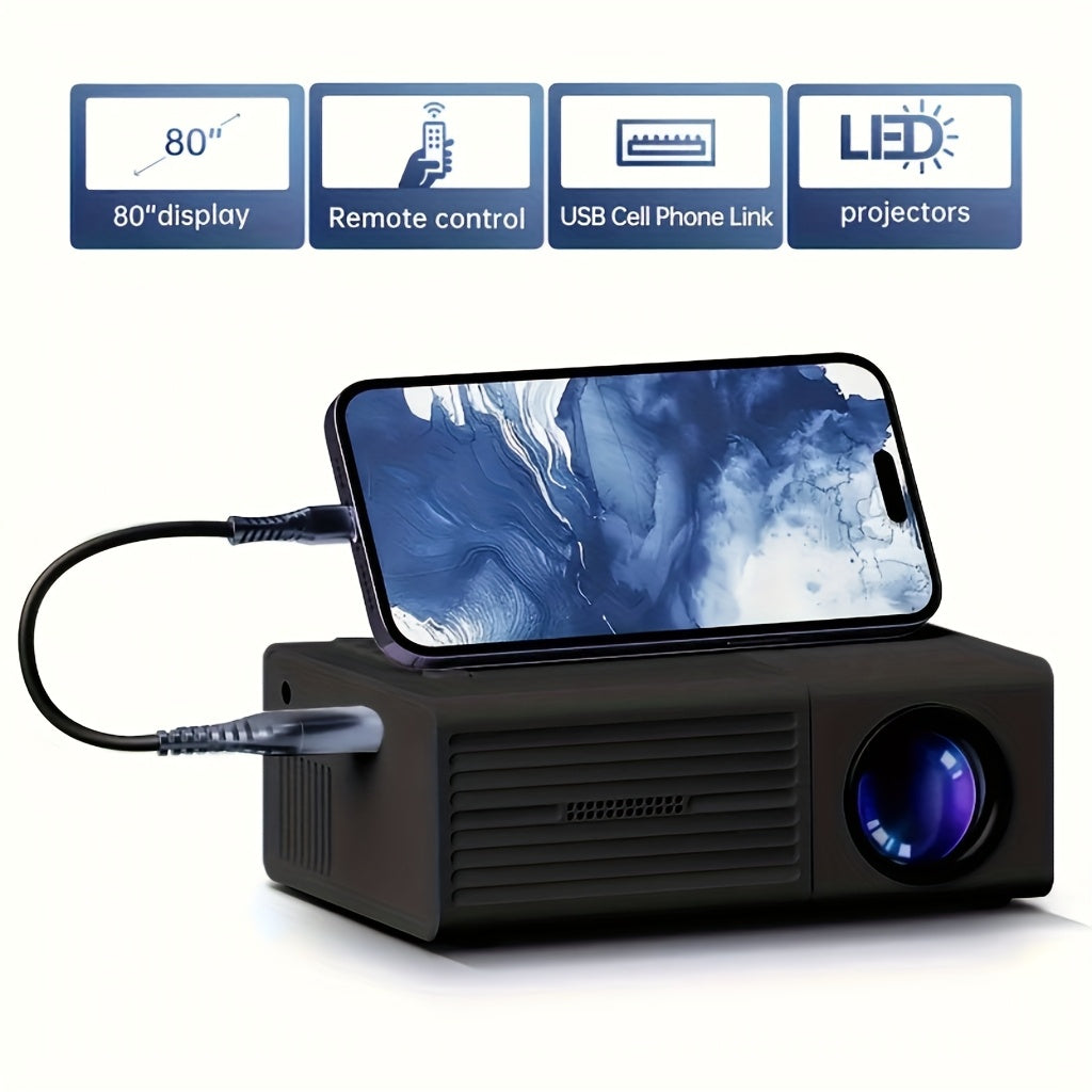 Portable 1080P Mini Projector for Home & Outdoor