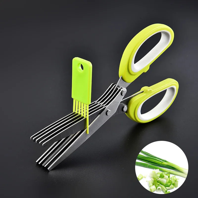 5-Blade Stainless Steel Herb Scissors with Cover