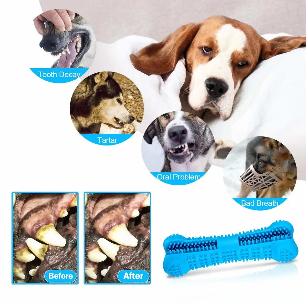 Soft Rubber 360° Dog Toothbrush Chew Stick