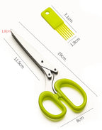 5-Blade Stainless Steel Herb Scissors with Cover