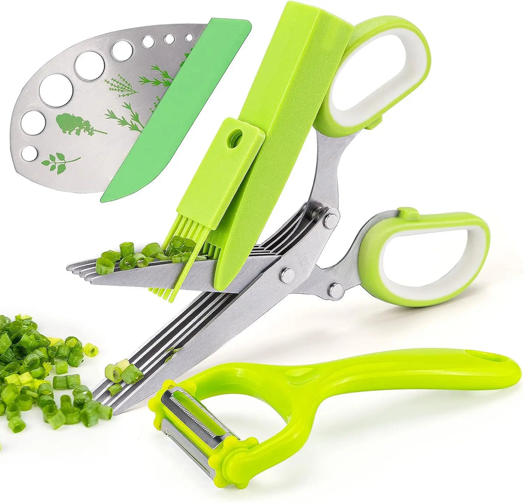 5-Blade Stainless Steel Herb Scissors with Cover