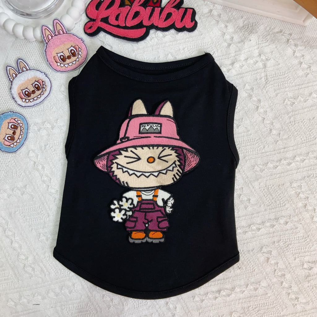 Free Shipping Labubu Pets Vests Designer Clothes Cotton Embroidered Dog Vest T-Shirt Fashion Cartoon Pattern Summer Pet T Shirts Soft Breathable Puppy Sweatshirt