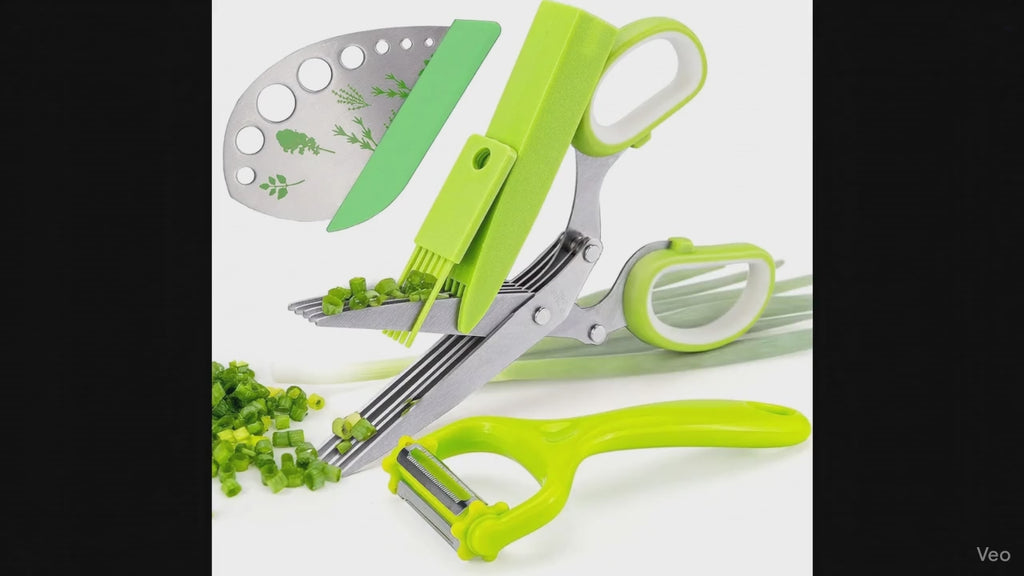 5-Blade Stainless Steel Herb Scissors with Cover